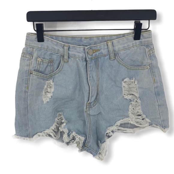 Shein High Rise Distressed Jean Shorts Medium sz 6 - Picture 1 of 6